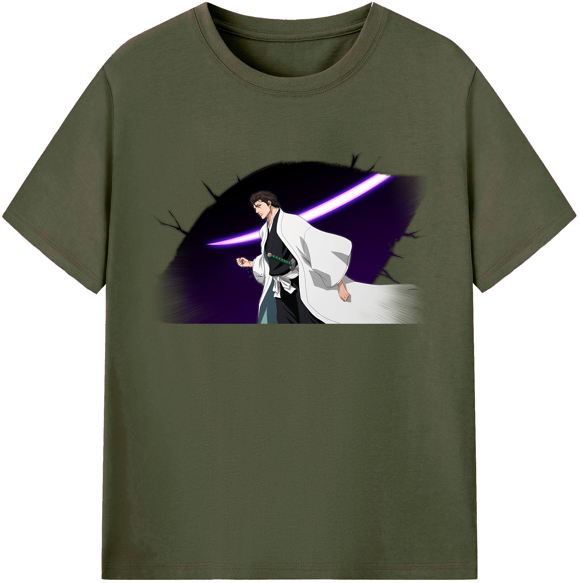 （画像用） ブリーチ 藍染 惣右介（あいぜん そうすけ） BLEACH Aizen Sousuke 綿100％ メンズ半袖Tシャツ｜肌触りやわらか＆通気性